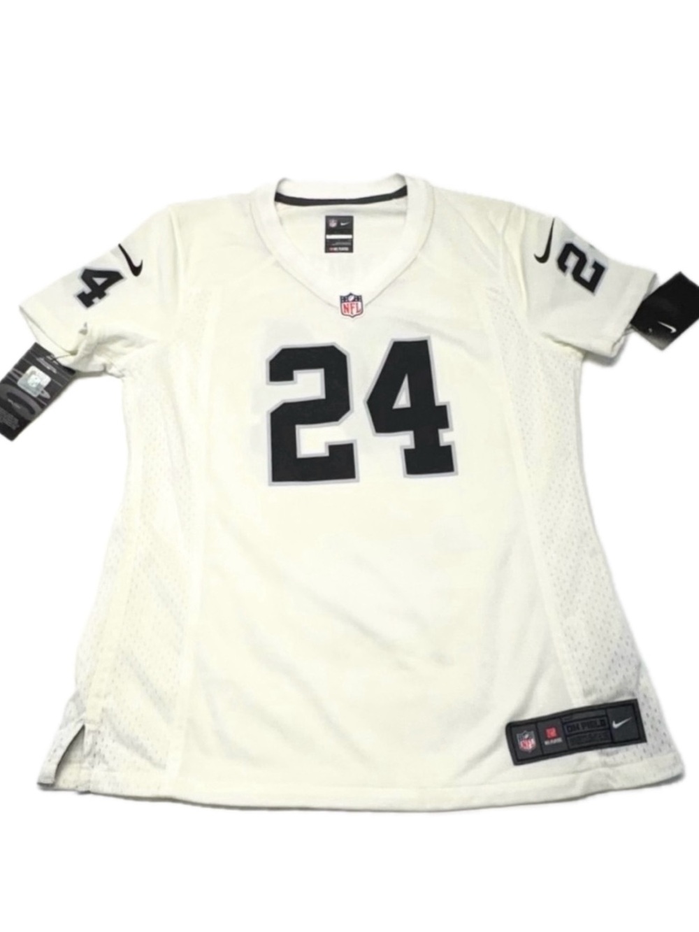 Nike Women's White NFL Jersey #24 with Black Numbers Size Small